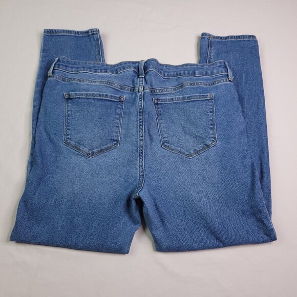 Old Navy Womens Rockstar Super Skinny Jeans 16 Medium Wash MId Rise Distressed - Picture 2 of 9